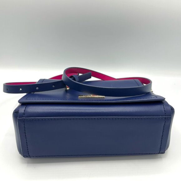 💰 EUC Kate Spade Avva Arbour Hill Smooth Leather Flap Crossbody - Blue/Pink - Picture 8 of 16